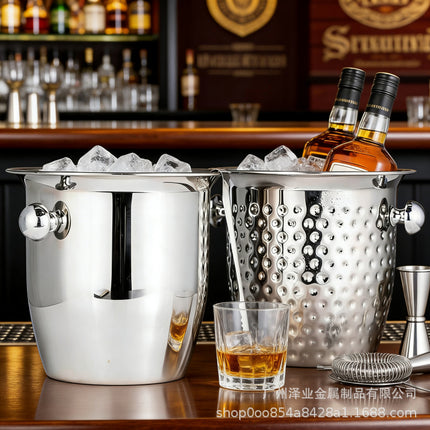 Cross-Border Foreign Trade Stainless Steel Ice Bucket Champagne Bucket Commercial Bar Ice Bucket Ice Beer Bucket Thickened Ice Red Wine Bucket