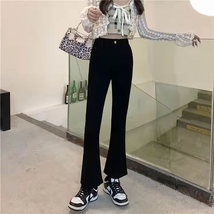 Black Jeans Women's Spring and Summer 2025 New Women's High Waist Tight Slim Slim Mop Micro Horn Pants