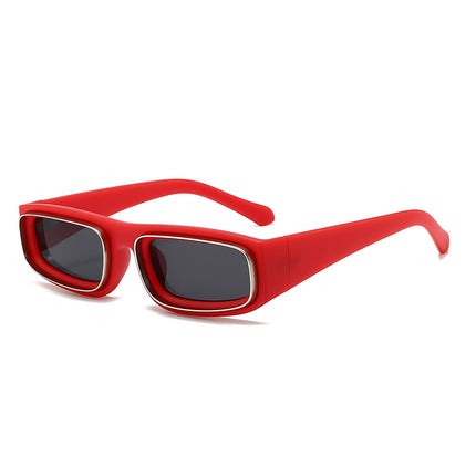 New European and American Fashion Versatile Sunglasses Trendy Square Frame Textured Metal Ring Sunglasses Cross-Border Anti-Uv Sunglasses