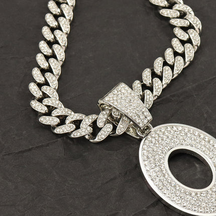 Cross-border Hip-hop European and American Style Cool Flash Diamond Letter OBLOCK Pendant Necklace Personalized Fashion Wear Clavicle Chain