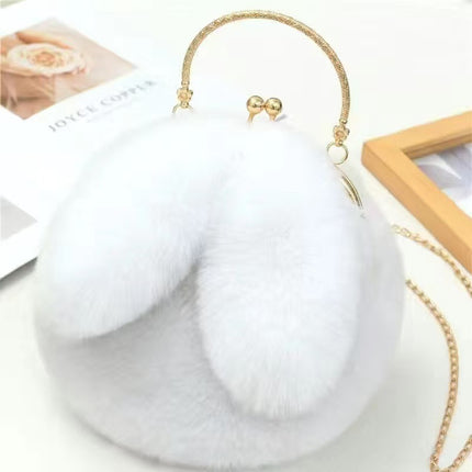 Wholesale new cute exquisite rabbit ears plush chain bag mobile phone bag shoulder messenger bag all-match foreign style women