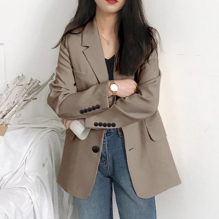 Commuting Style Blazer for Women 2025 Korean Version Spring and Autumn Loose Long-Sleeved Suit Jacket Versatile Korean Style Commuting
