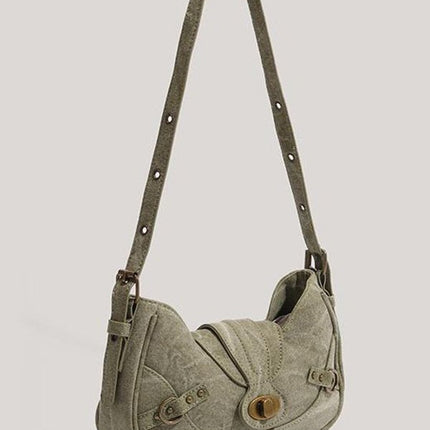 American Style Retro Army Green Shoulder Underarm Bag 2024 Summer New Fashion Distinctive All-match Hot Girl Bag Handbag