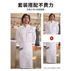 White long-sleeved top + white tal2008 long apron / M