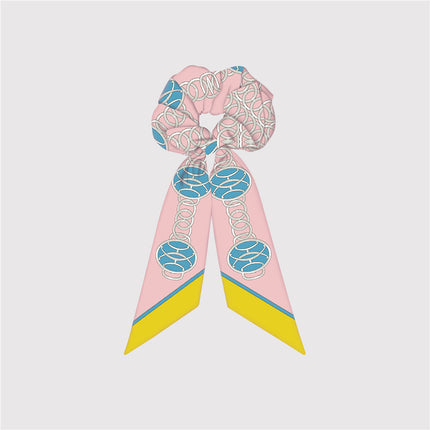 Korean Style Summer New Geometric Chain Twill Silk Women's Hair Band Decoration Ponytail Tie Headband Hair Band Headwear Hair Accessories