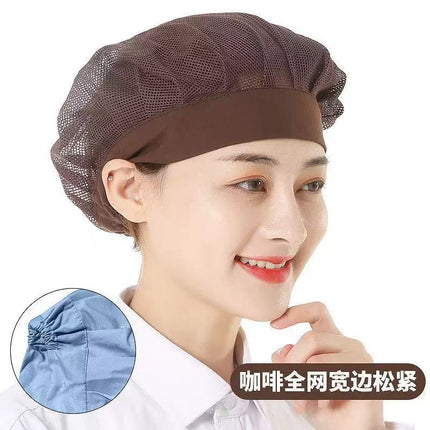 Chef Hat White Food Kitchen Breathable Mesh Workshop Dustproof Work Cap Adjustable Mushroom Hat Unisex