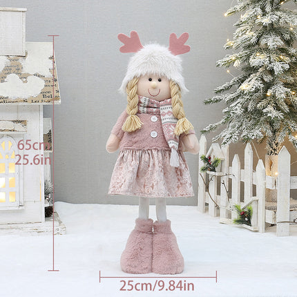 Cross Border Christmas Decorations Pink Antlers Doll Fabric Boys and Girls Doll Standing Doll Desktop Ornaments