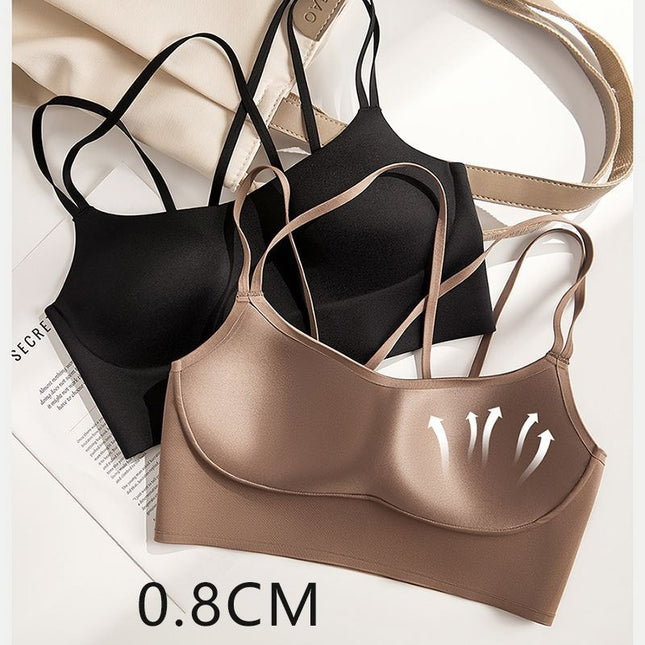 Decon Sheng Thin Sling with Padded Vest Women's Bra Seamless Sexy Beautiful Back Light Sports Bra Can Be Worn Outside and Inside