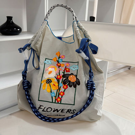 New Canvas Bag Embroidered Shopping Bag Tote Bag Large Capacity Bag Women's Handbag Crossbody Bag