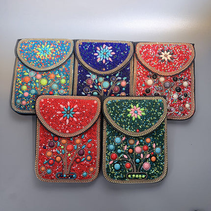 Bohemian Women's Mobile Phone Bag Xinjiang Inner Mongolia Yunnan Tourist Souvenirs Retro Heavy Industry Rice Bead Shoulder Bag