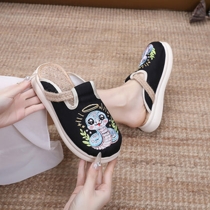 New Arrival Pastoral Style Linen New Chinese Style Deodorant Feet Home Outfit Cloth Shoes Slip-on Slippers Embroidered Shoes Women's Shoes