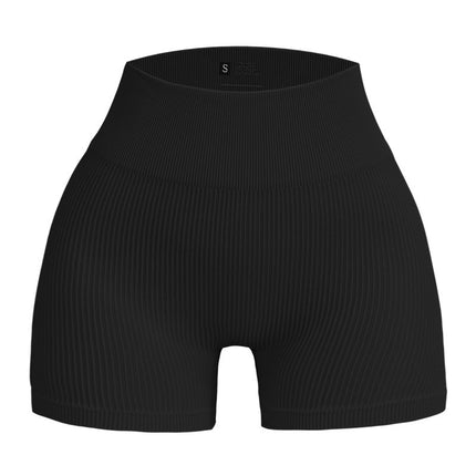 Cross-Border European and American Style Ribbed Tight-Fitting Women's Shorts and Long Pants with High Elasticity, Solid Color, Butt-Lifting Yoga Pants, Fitness Sports Leggings