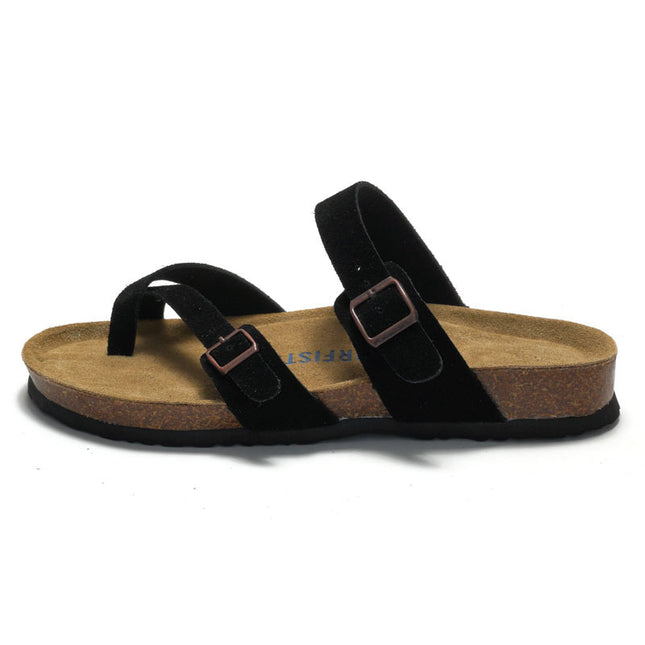 ORFISTOCK Summer New Men's Cork Clip Slippers Beach Shoes Student Belt Tipping Slippers Full Cowhide