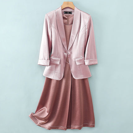 Spring and Summer 2025 New Fashion Elegant V-neck Cardigan Suit Business Wear Casual Work Clothes Host Suit