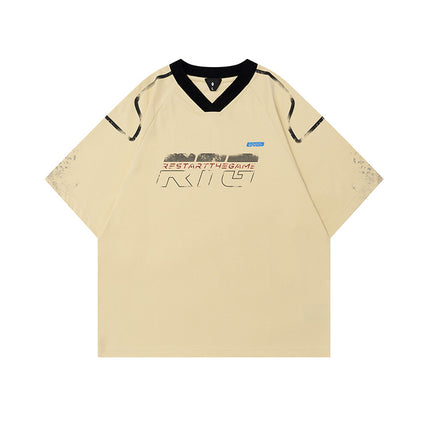 # OVDY Men's Summer Retro Street Loose Short Sleeve Cool Antimicrobial 230g Weight ovesize Half Sleeve Fashion Brand