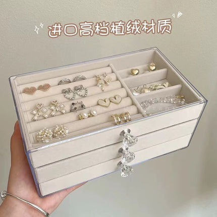 Jewelry Box Flannel Multi-layer Large Capacity Bracelet Necklace Earrings Ring Jewelry Jewelry Storage Box