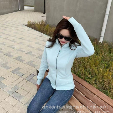 Lulu Original Scuba Cardigan Full Zipper Slim Long-Sleeved Hoodie Hooded Jacket Jacket Sweatshirt Women's Top