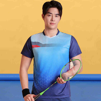 Badminton Clothing Top Men's Short-sleeved Quick-drying Women's Air Volleyball Competition Clothing Training Table Tennis Team Clothing Printing Summer