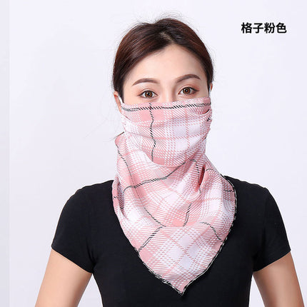 Summer sun protection mask scarf women's large mask neck protection breathable full cover face UV protection chiffon thin veil scarf