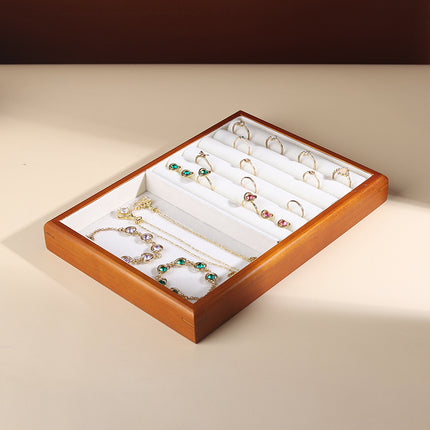 Solid wood watch tray earrings rack ring tray household jewelry rack storage tray bracelet rack stall jewelry display stand