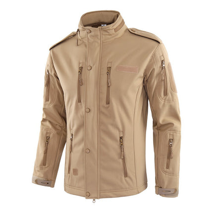 Spring and Autumn Men's Outdoor Shark Skin Modified Soft Shell Jacket Multi-Pocket Outdoor Sports Waterproof Warm Jacket