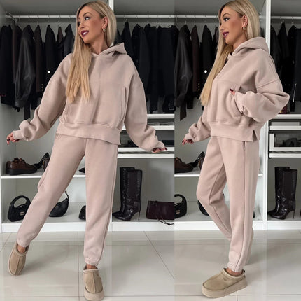 2026 Amazon European and American New Trendy Fashion Set for Women, Long-Sleeve Hooded Sweatshirt and Jogger Pants Two-Piece Set for Women