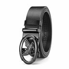 Eagle round gun buckle black belt / 120cm