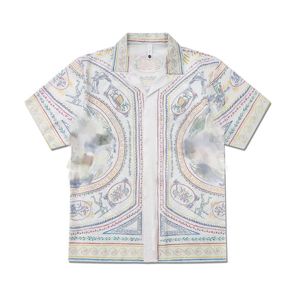 Foreign Trade Casual Hawaiian Beach Printed Short-Sleeved Shirt Cuban Collar European and American Retro Vacation Shorts Two-Piece Set
