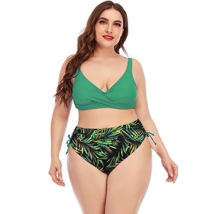 2021 European and American split swimsuit split two-piece swimsuit women's large size swimsuit manufacturers spot supply