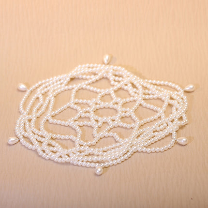 Handmade Beaded Pearl Mesh Hat Hair Net Bridal Dress Headdress Exotic Style High-End Niche Water Drop Hair Hoop Hair Cover