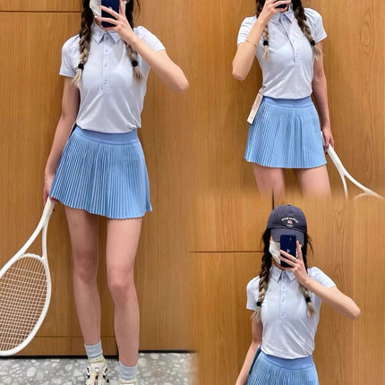 Lulu Same Varsity Women Organ Pleated High Waist Tennis Skirt Quick-drying Wick Pleated Skirt Outdoor Sports