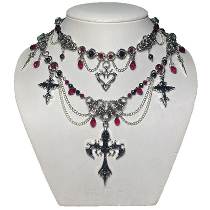 Halloween Cross Necklace Wholesale Cross-Border Vintage Dark Heavy-Duty Gothic Style Necklace Light Luxury Niche Sweater Chain