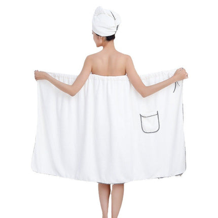 Pineapple Plaid Tube Top Bath Skirt for Adults, Wearable and Wrapable Bath Towel, Absorbent and Thickened Coral Velvet Hair Drying Towel