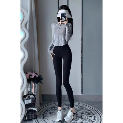 High-Waisted Butt-Lifting Yoga Pants, Tummy Control Sports Suit for Women, Quick-Dry Hooded Fitness Training Jacket, Anti-Static