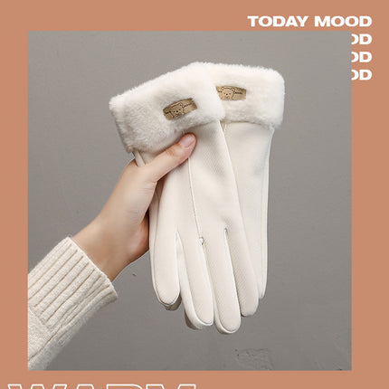 Warm Gloves Women's fleece-lined Thickened Windproof Cold-proof Outdoor Riding Driving Touch Screen Skin-sensitive Autumn and Winter Gloves