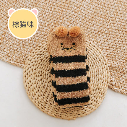 Coral fleece winter thickened socks women's Christmas socks cute cartoon home socks floor over-the-knee long women's socks ins