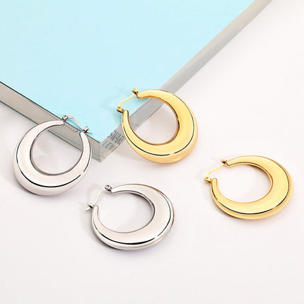 European and American Simple Round Smooth Earrings Women's Golden Small Hoop Earrings Cuff Earrings Fashion Jewelry Party