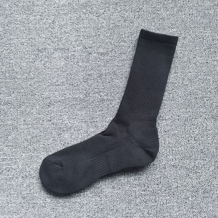 White Sports Towel Bottom Socks Men's Pure Cotton Mid-length Socks Spring and Summer Thin Boys Long Barrel Basketball Socks Black Short Socks