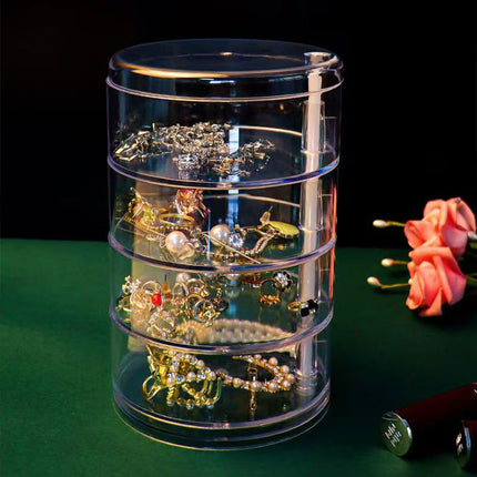 Desktop Storage Box Earrings Hairpin Jewelry Cosmetics Jewelry Multifunctional Sundries Transparent Rotating Storage Box