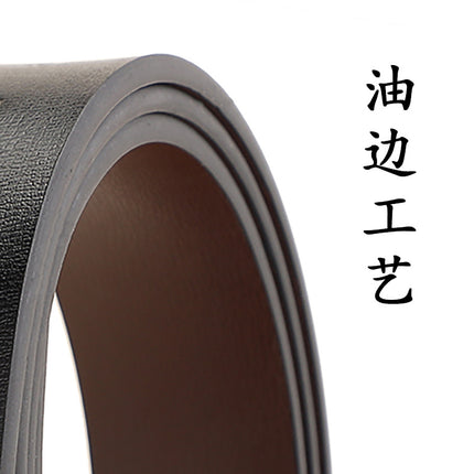 Cross-Border Headless Pin Buckle Belt Men's Genuine Leather Belt Men's High-End Niche Light Luxury Men's Accessories Wholesale New Style