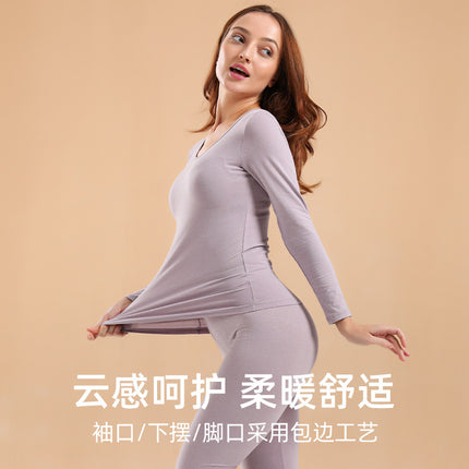 Autumn and Winter Pure Cotton Thermal Underwear Set for Women, Solid Color Base Layer, All-Cotton Sweater, Thin Thermal Underwear for Students and Young Girls