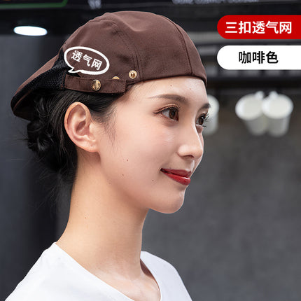 Catering work beret hot pot shop bakery coffee shop waiter breathable net cap oil smoke-proof chef cap
