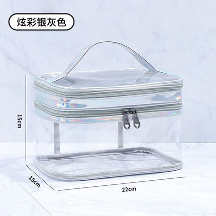 Double Layer Transparent Cosmetic Bag Large Capacity Dry and Wet Separate Waterproof Toiletry Bag Portable Travel Cosmetic Storage Bag