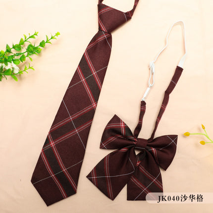 JK Uniform Accessories Non-Tie College Style Plaid Tie Collar Flower suit Flat Corner Bow Tie Feather Root Small Thing with Korean Style