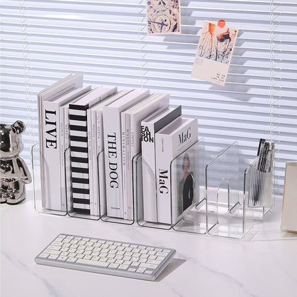 Transparent Desktop File Storage Rack Bookshelf Book Stand Table Rack Office Acrylic A4 Paper Finishing Box