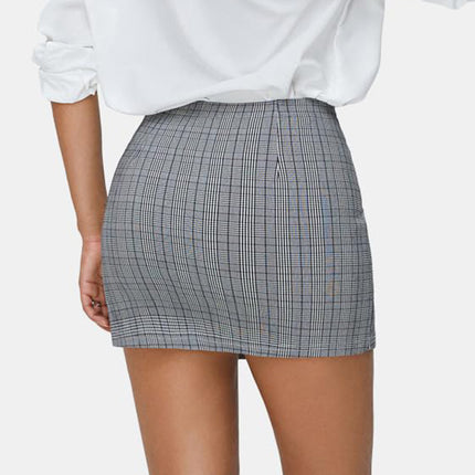 Amazon Cross-Border Women's Plaid Tight Mini Hip-Hugging Short Skirt 2025 Button Autumn and Winter Skirt Retro