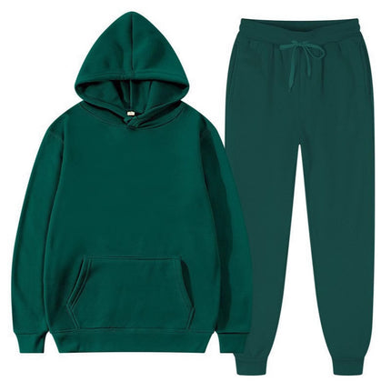 Men's suit Foreign Trade Cross-border Sports Sweater Pullover Sweater Fleece Fashion Solid Color Men's Hoodie Two-piece Set
