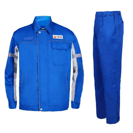 Spring and Autumn Petroleum Work Clothes for Men, Long-Sleeved Workwear with Reflective Strips, Gas Station Labor Protection Clothing, Work Uniforms, Labor Protection Clothing