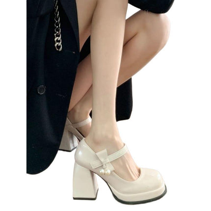 Thick-Heeled Flats for Women, Spring & Fall New Products, Versatile Bow-Knot Waterproof Platform New Products, New Products