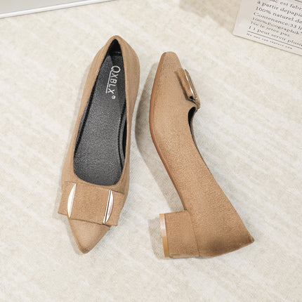 Thick-Heeled Pointed-Toe Single Shoes for Women, 2026 New Style, Comfortable and Not Tiring for the Feet, Fashionable Mid-Heel Shallow Mouth Comfortable Work Shoes, Commuting Women's Shoes